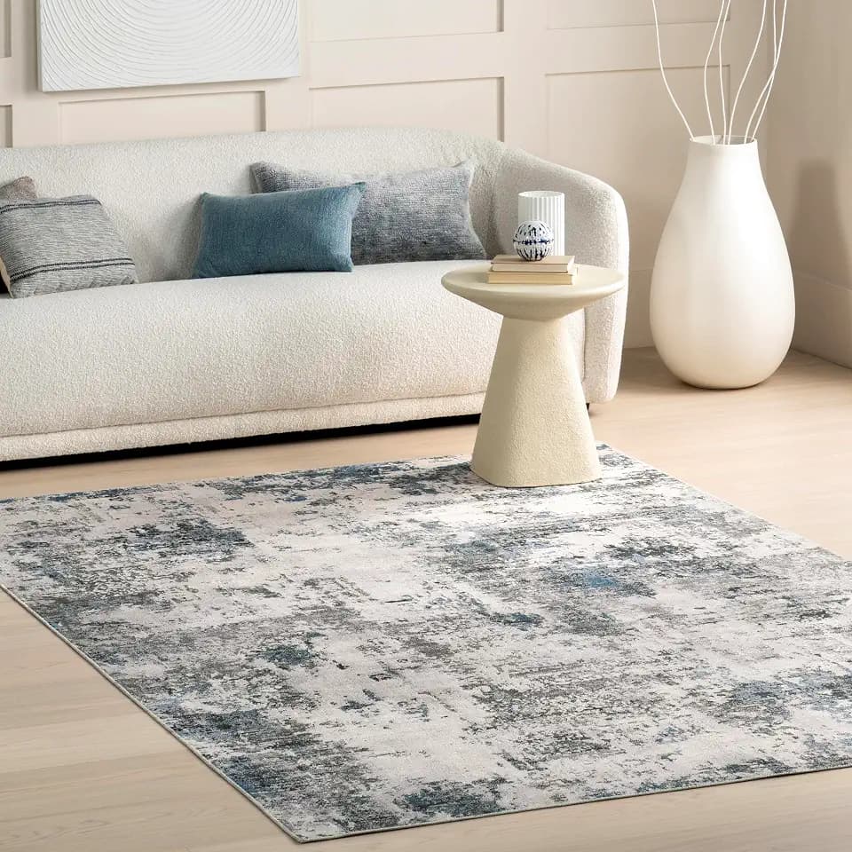 nuLOOM 4' x 6' Machine Washable Stain-Resistant Area Rug with Non Slip Backing, Low Profile for Living Room, Bedroom, and Dining Room, Dali Grey