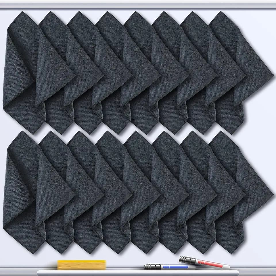 Gerrii 16 Pcs Magnetic Cleaning Cloth Dry Erasers for White Boards Compatible with Most Whiteboards Reusable Microfiber Cloth Whiteboard Eraser for Screens(Dark Gray)