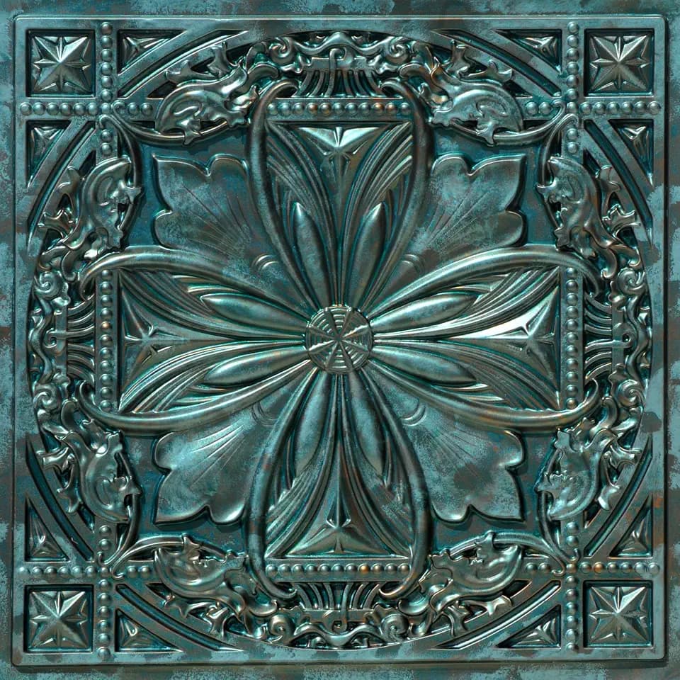 from Plain to Beautiful in Hours DCT10 Milan PVC 2' x 2' Lay-in or Glue-up Ceiling Tile (Covers / 100 sq.ft), Patina, 25 Piece