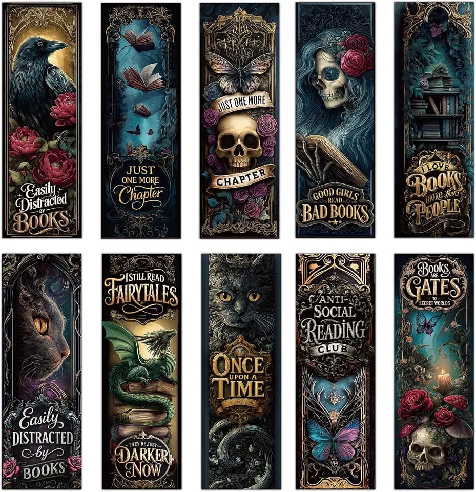 100PCS Dark Academia Bookmarks Bulk, Gothic Witchy Horror Book Marks for Reading, Paper Book Marker Clips for Women Men Halloween Christmas Book Club Gifts School Office Supplies