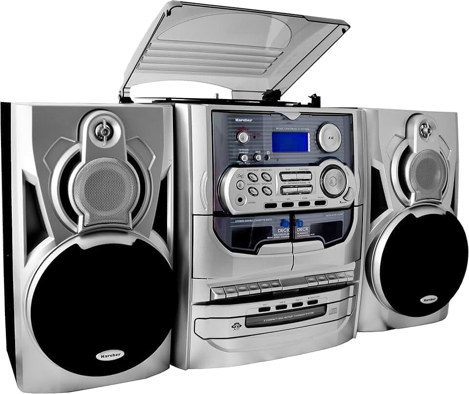 Karcher KA 5300 Kompaktanlage mit CD-Player, Schallplattenspieler, Kassettendeck und Radio, inklusive Fernbedienung