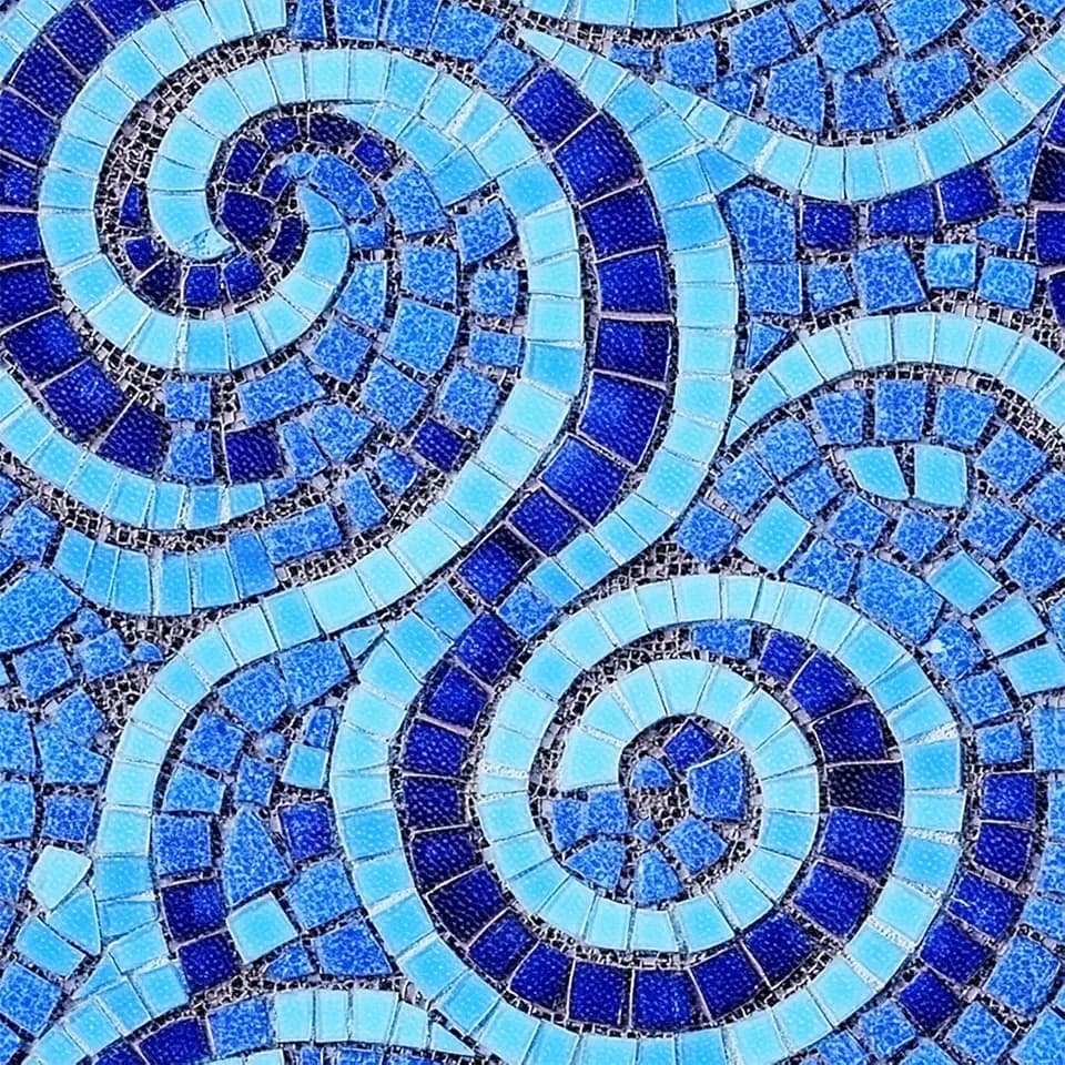 IVN Blue Swirl Mosaic Peel and Stick Floor Tiles 12x12 Inch 10PCS