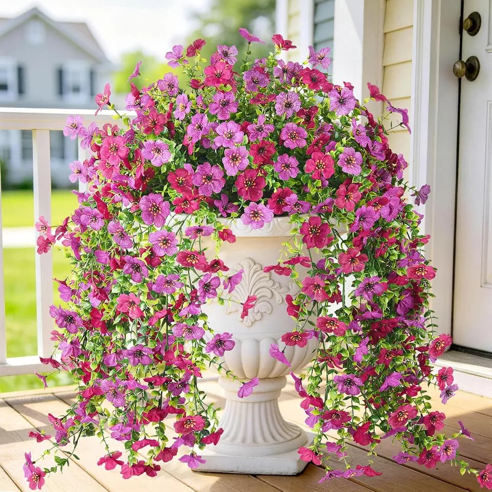 Homsunny Artificial Hanging Flowers for Spring Outdoor Planter