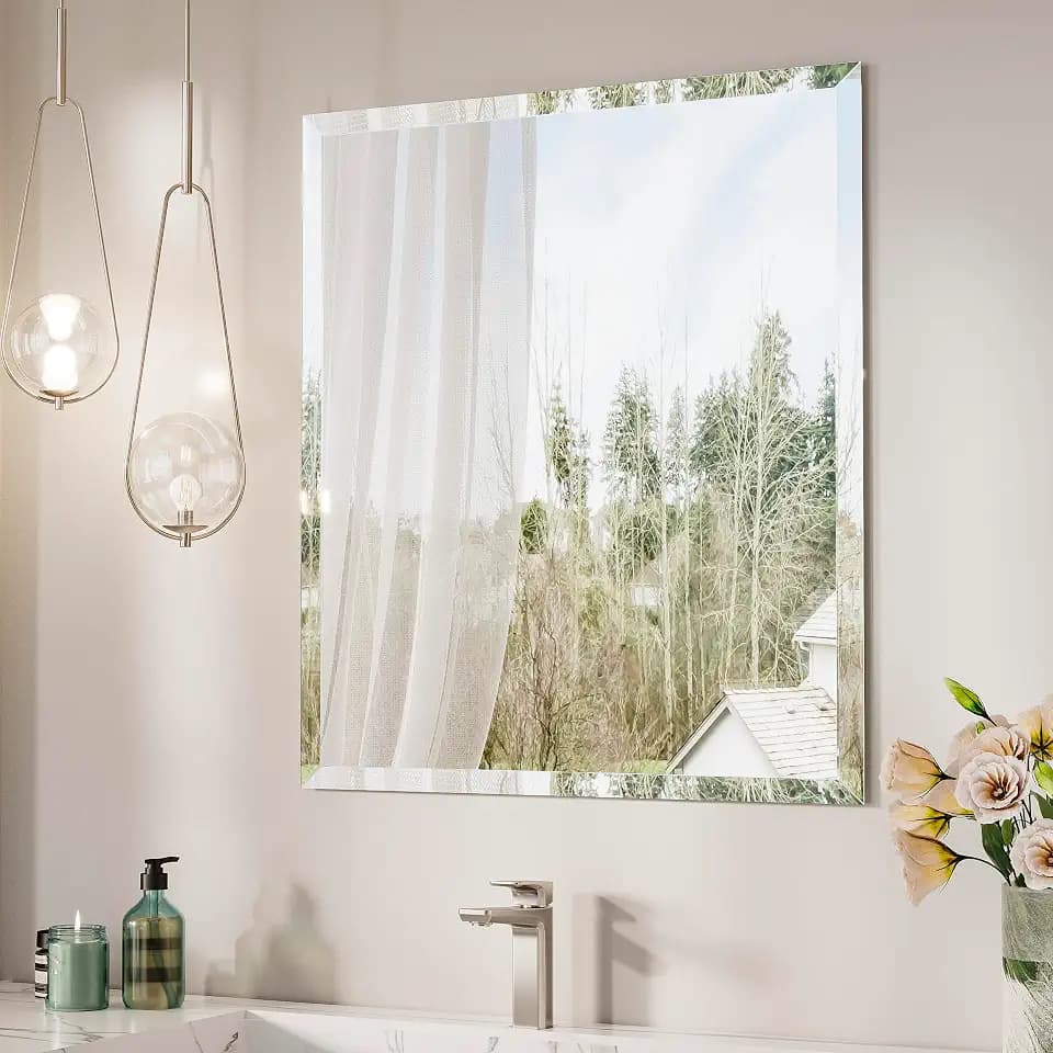 Keonjinn 24 x 30 Inch Frameless Bathroom Mirrors with Beveled Edge