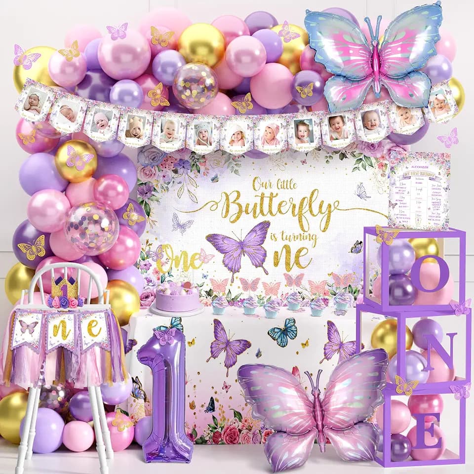Butterfly First Birthday Decorations for Girl Butterfly 1st Birthday Decor