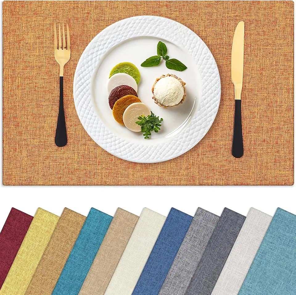 Homaxy Cloths Placemats for Dining Table Set of 6, 13" x 19", Orange