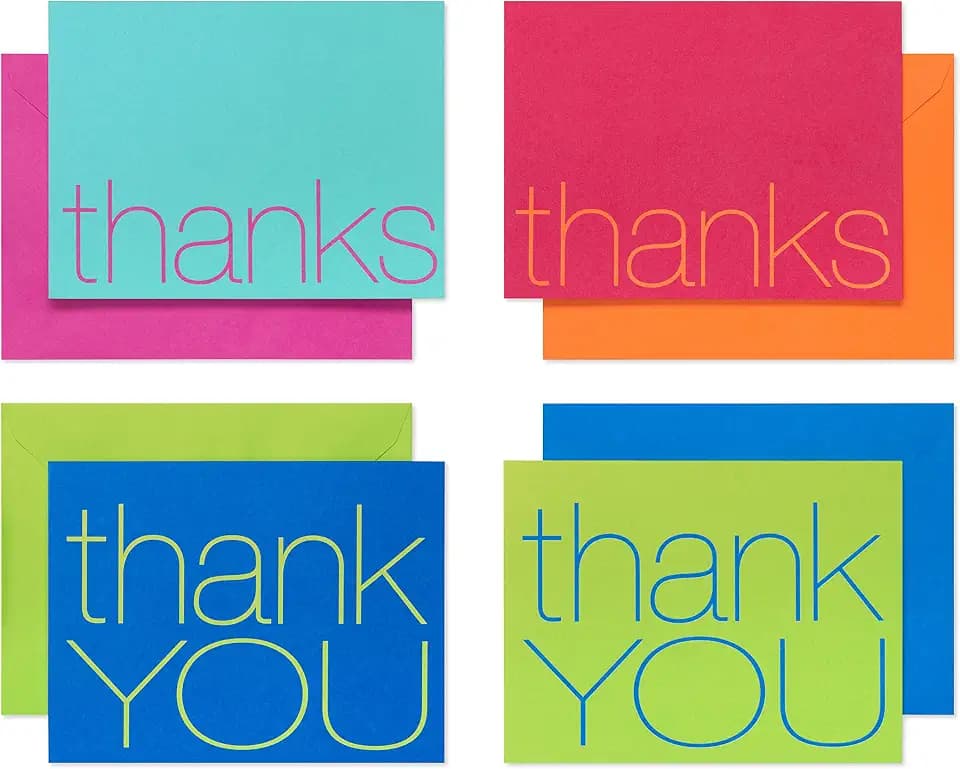 American Greetings 50-Count All-Occasion Thank You Note Card Pack, Bold Color Design