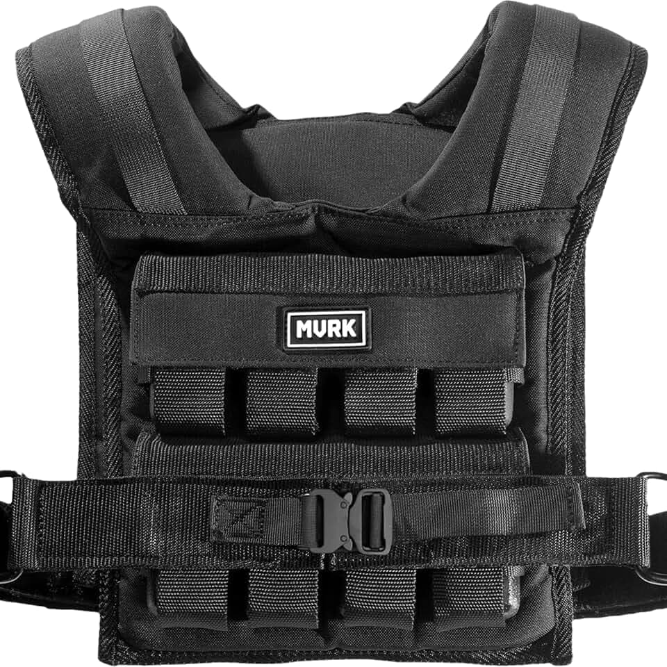 MVRK Weighted Vest Men 15lbs/25lbs/35lbs/45lbs/65lbs/100lbs – No-Bounce Adjusable Heavy Duty Rucking & Strength Training Vest with Removable Iron Weights for Calisthenics, HIIT, Hydrox