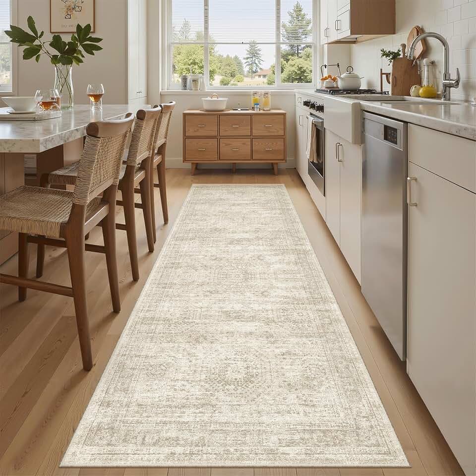 Soalmost Washable Runner Rug 2'6"x8' Kitchen Hallway Runners Beige