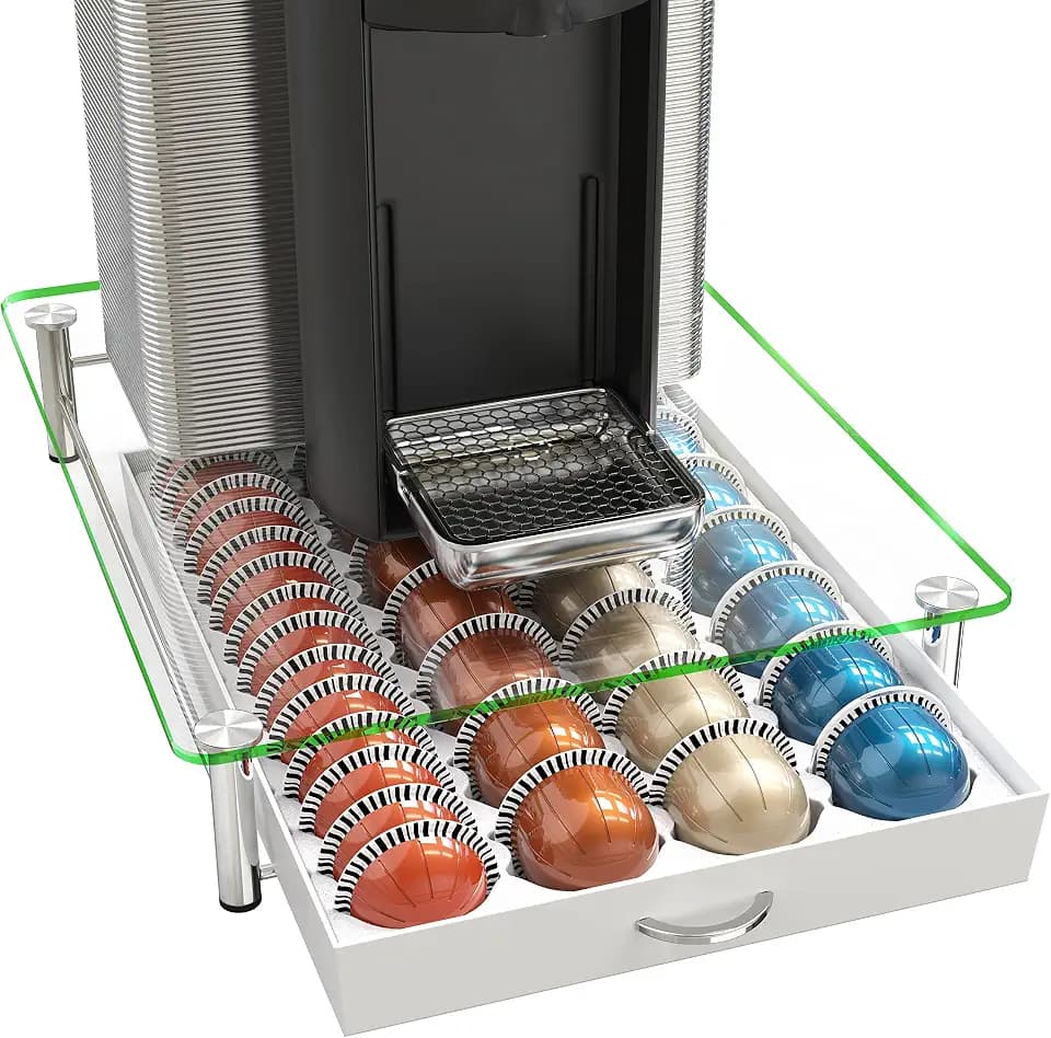Deco Brothers Tempered Glass Vertuo Pod Holder, Fits 28 Large/56 Small Pods
