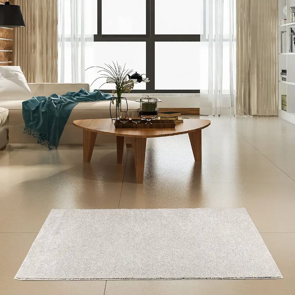 Furnish my Place Modern Indoor/Outdoor Commercial Solid Color Rug - Off White, 4' x 6', Rectangular, Pet and Kids Friendly Rug. Made in USA, Area Rugs Great for Kids, Pets, Event, Wedding