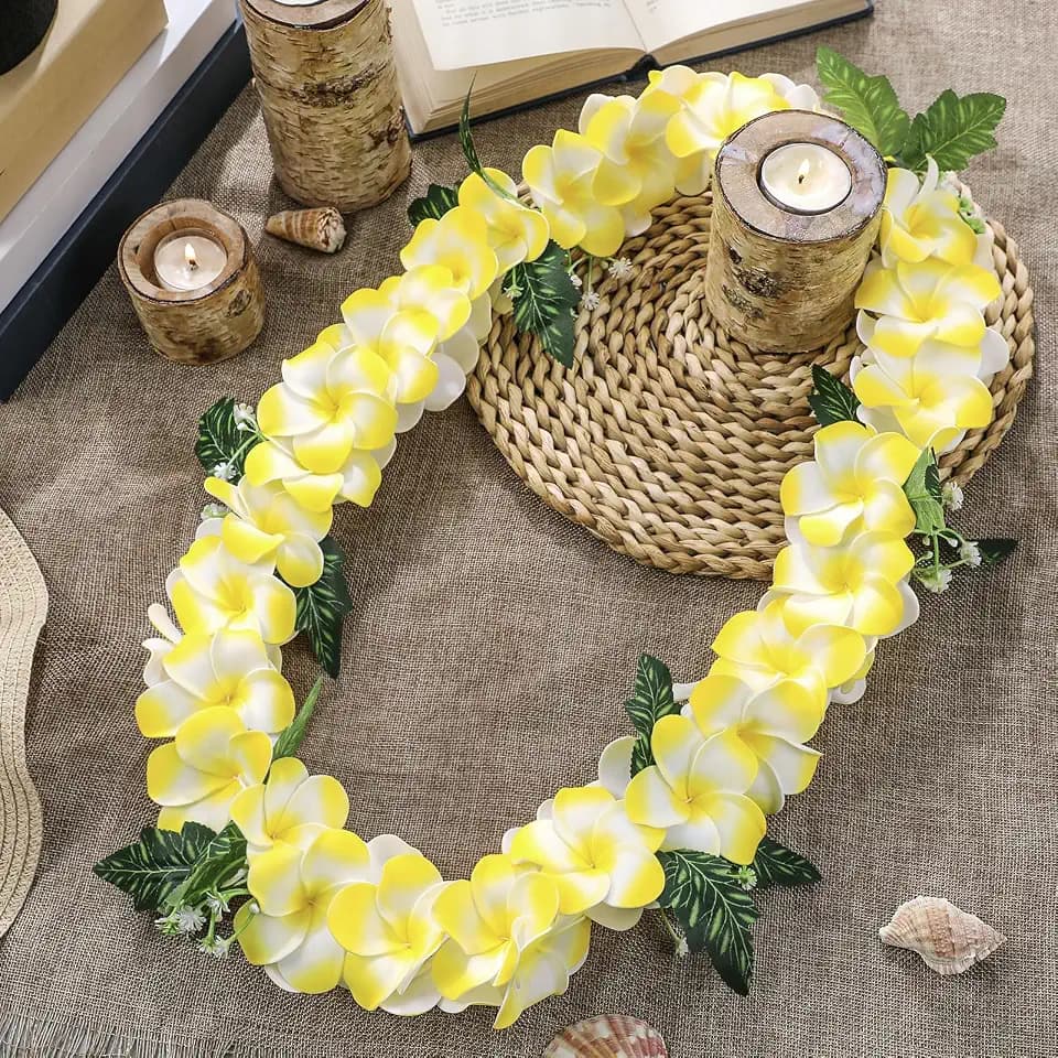 Thiccywoov Yellow Hawaiian Leis for Luau Party Favors 48" Foam Tropical Lei