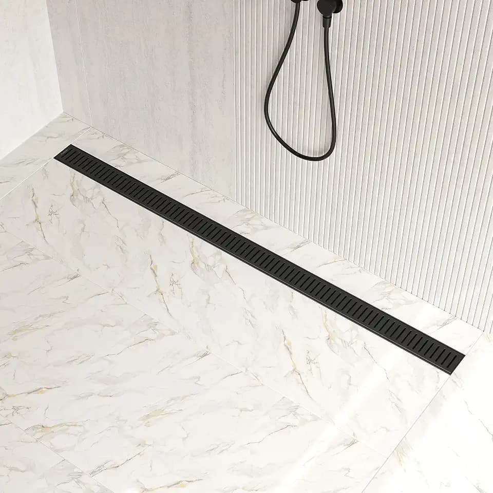 Neodrain 48" Matte Black Linear Shower Drain with Removable Capsule Grate