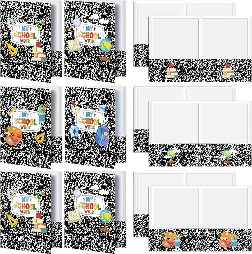 Kosiz 12 Pcs 9 x 12 Inch Girl Composition Book 2 Pocket Folders Cute Kawaii
