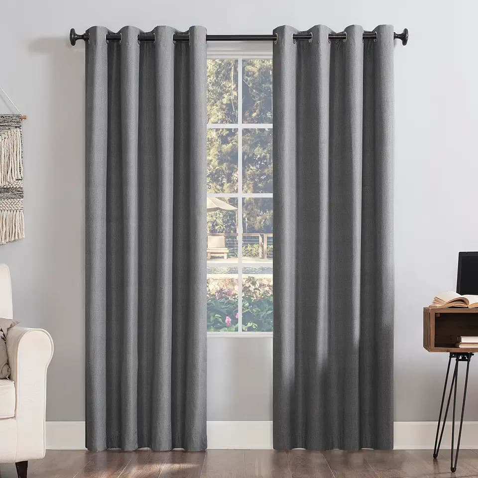 Sun Zero Columbia 2-Pack Thermal Energy Saving 100% Blackout Grommet Curtain Panel Pair, 50" x 84", Gray