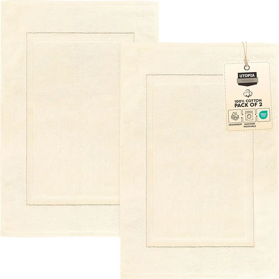 Utopia Towels Cotton Bath Mat, 21x34 in, 2 Pack, Ivory