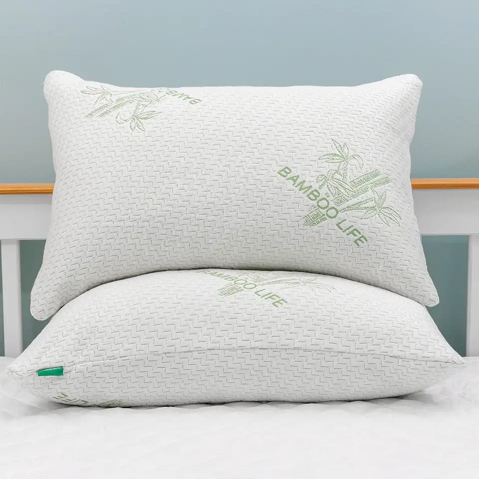 Elif King Size Pillows for Sleeping, Set of 2 – Cooling Shredded Memory Foam Pillow with Removable Cover for Back, Stomach & Side Sleepers, Rayon Derived from Bamboo, King (2 Pack)