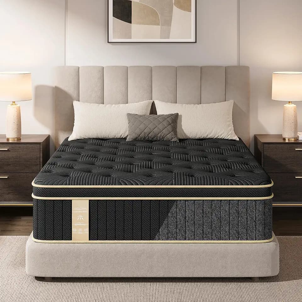 Mattress Queen Size, 12 inch Queen Hybrid Mattress in a Box, Medium Firm