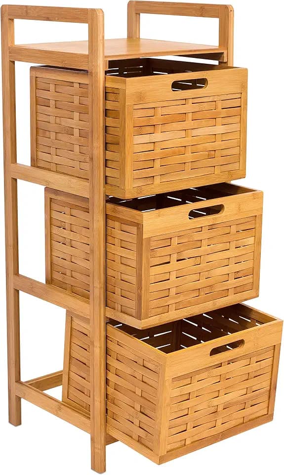 BirdRock Home Storage Tower | Made of Natural Bamboo | Lightweight for Easy Transport | Fully Assembled