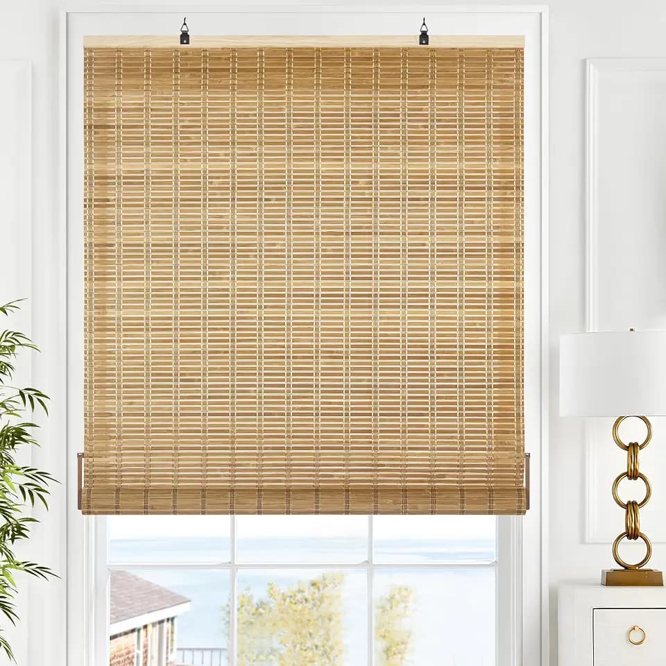 LazBlinds Cordless Bamboo Blinds, 23"x64", Brown206