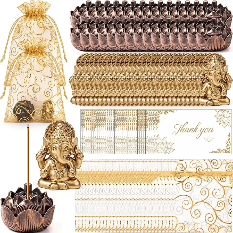 AceOrbit 30 Pack Diwali Party Favors Set, Lotus Incense Ganesha, Elegant