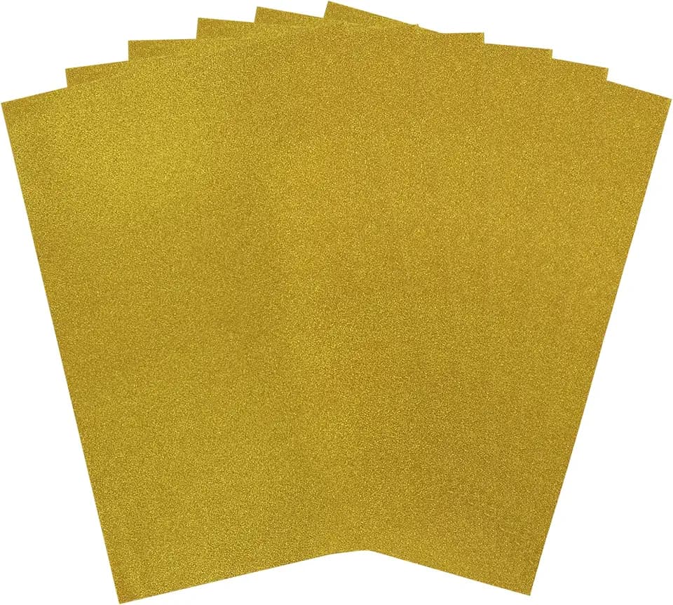 Mega Crafts 6 pcs Metallic EVA Foam Sheets 16 Inch x 24 Inch, Sparkly Gold Glitter Papers with Adhesive Back, Scrapbooking, Arts & Crafts, Party Masks, Ornaments & School Projects