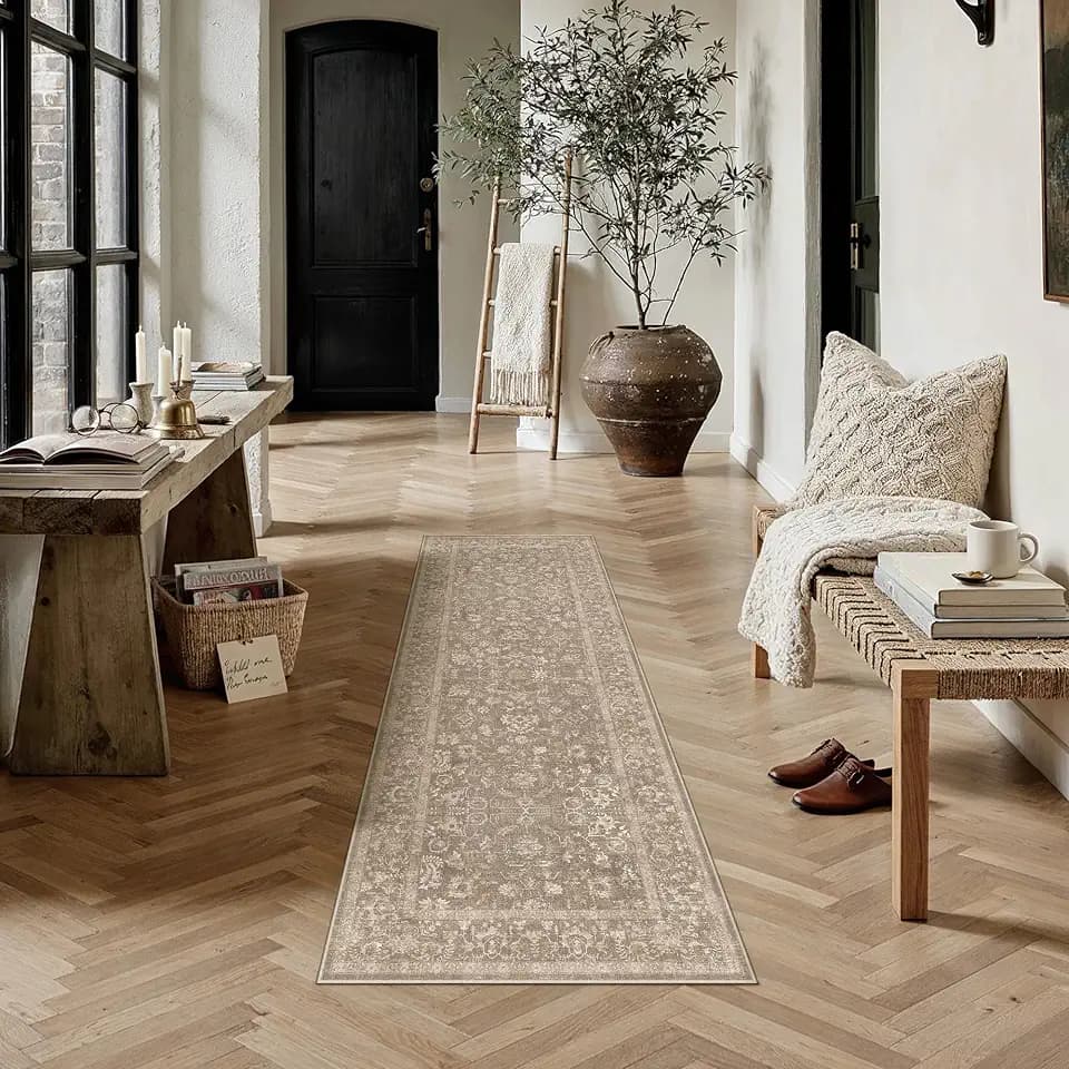 PureCozy 2x6 Deep Brown Runner Rug Washable Hallway Non Slip Kitchen Carpet