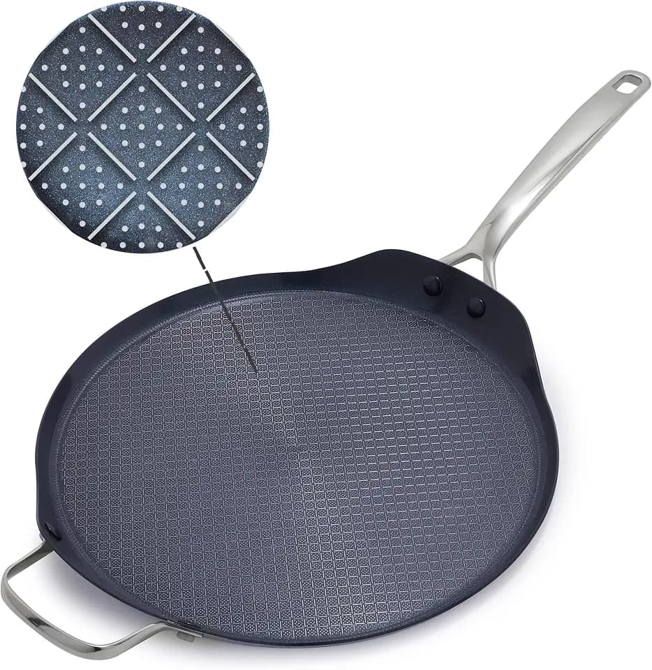 Blue Diamond Hybrid 12" Stainless Steel Nonstick XL Griddle Pan