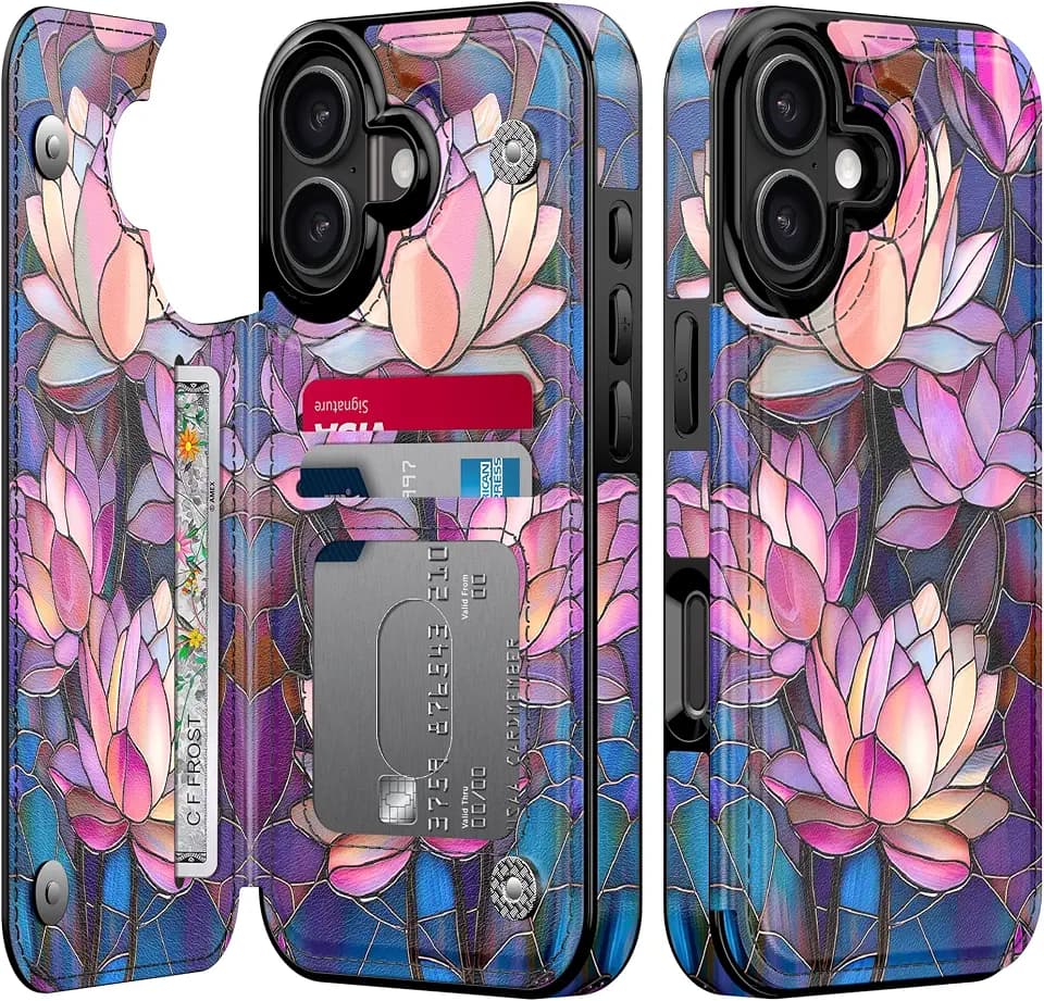 for iPhone 17 Wallet Case,Floral Premium PU Leather Cover