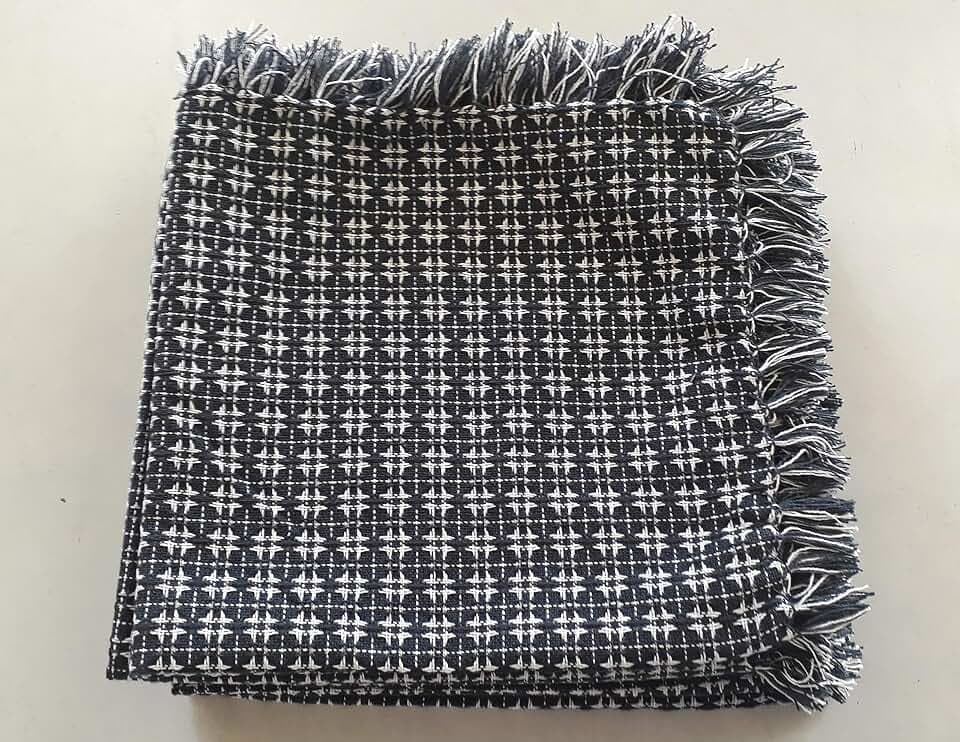 Set of 6 Napkins, Exotic Deep Navy Woven Fringed, 100% Cotton Napkins, Size 20x20 Inch, Suitable for Formal Dining, Everyday Meals and Casual Occasions.