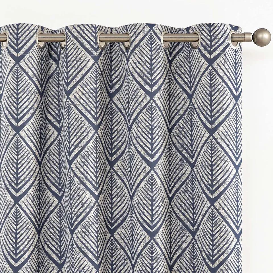jinchan Blue Blackout Curtains Geometric Patterns Grommet 96 inch 2 Panels