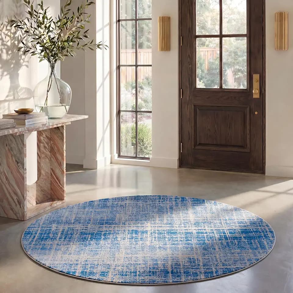 SAFAVIEH Adirondack Collection 6' Round Blue / Silver ADR116D Modern Abstract Non-Shedding Dining Room Entryway Foyer Living Room Bedroom Area Rug