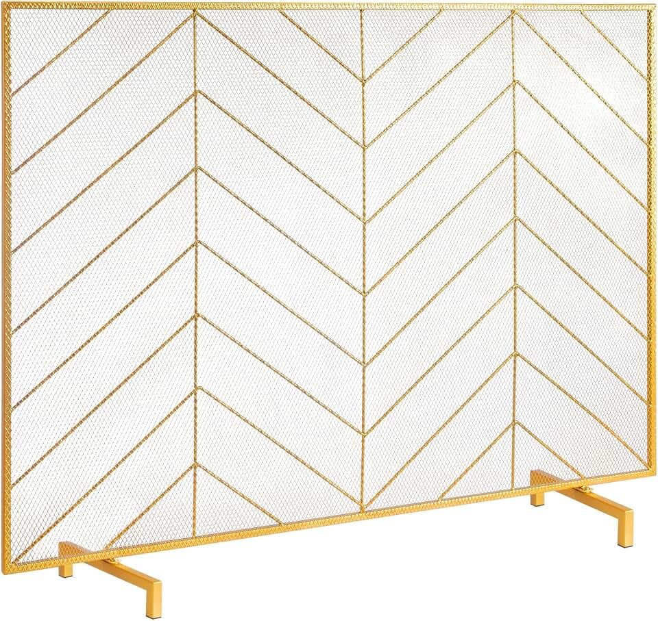 VEVOR Fireplace Screen Single Panel, Sturdy Iron Mesh Fireplace Screen, 38.6"(L) x29.8(H) Spark Guard Cover,Simple Installation,Free Standing Fire Fence Grate for Living Room Home Decor Modern