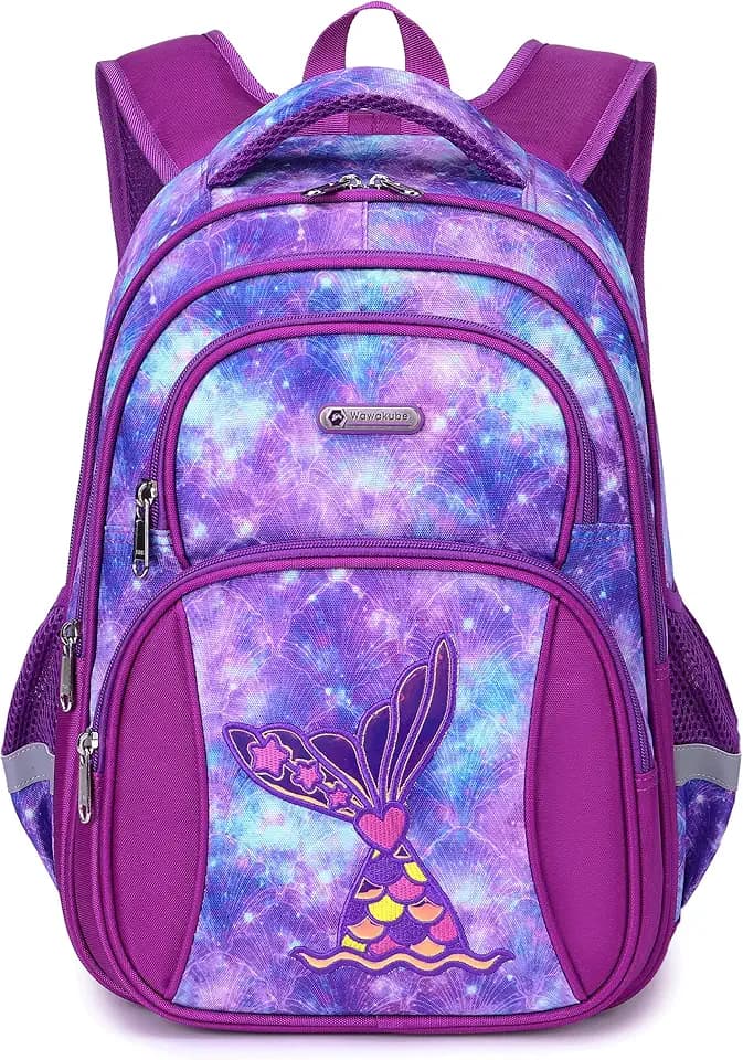 Kids Backpack for Girls 5-10Age 16in Preschool Cute Mermaid School bookbag