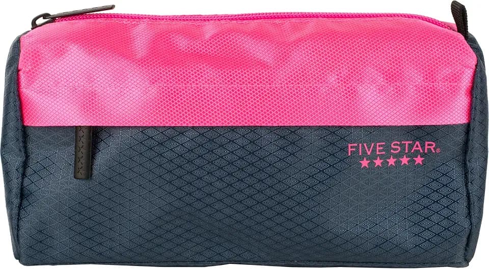 Five Star Pencil Pouch, Pen Case, 9-Pocket Zipper Pouch, Storage Organizer for School Supplies Earbuds Chargers Cables Makeup, Navy/Pink (505600B-ECM)