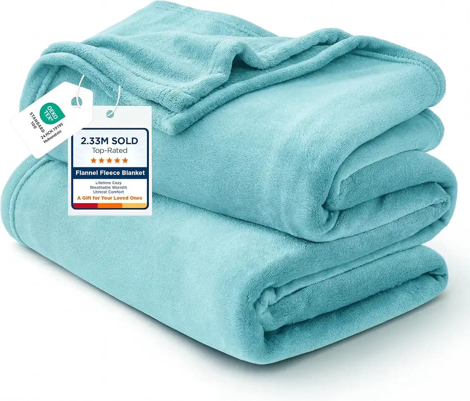 Bedsure GentleSoft Fleece Blankets Twin Size River Blue - 300GSM Lightweight Plush Fuzzy Cozy Soft Blanket for Bed, Sofa, Couch, Travel, Camping, 60x80 inches