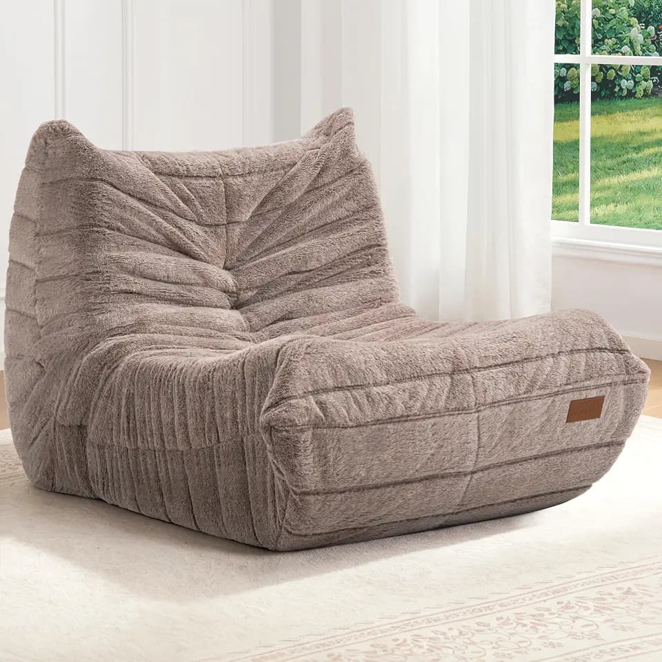 ZurNesfure Bean Bag Chair, Large Beanbag Chair for Adults PLUSHBROWN