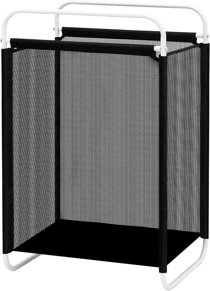 STO STO Laundry Hamper, 75L Laundry Basket with Vinyl Mesh Bag, Lightweight Portable Dirty Clothes Hamper, Laundry Bin with Metal Frame for Laundry Room, Bedroom, Closet and Dorm, Black Mesh