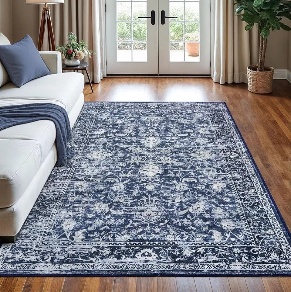 KILOCOCO Area Rug 5x7 Living Room Rug Washable Rugs Non Slip Rugs, Blue