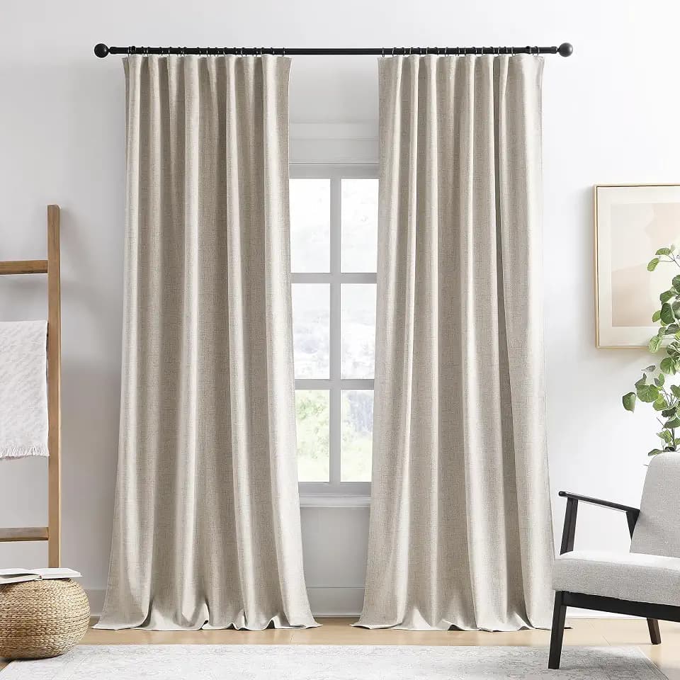 RAIN CITY Linen Beige Blackout Curtains 96 Inches Long 2 Panels 50x96-in