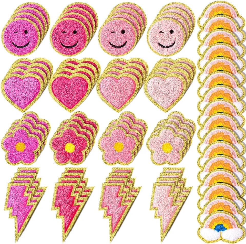 Hanaive 80 Pcs Chenille Self Adhesive Iron on Patches DIY