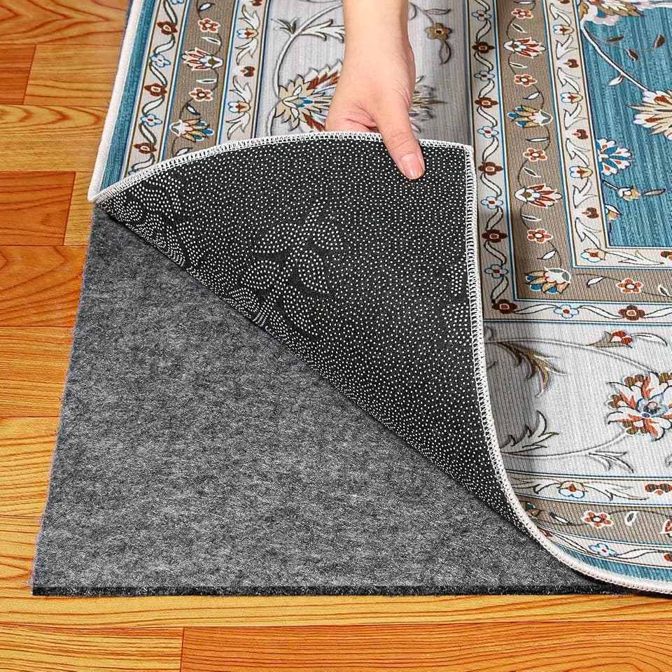 Waterproof Rug Pad 4x6 Ft, Under Area Carpet Padding, Non Slip Felt Rug Pads for Hardwood Floors, Protective Underlay Keeps Rugs in Place Without Wrinkles