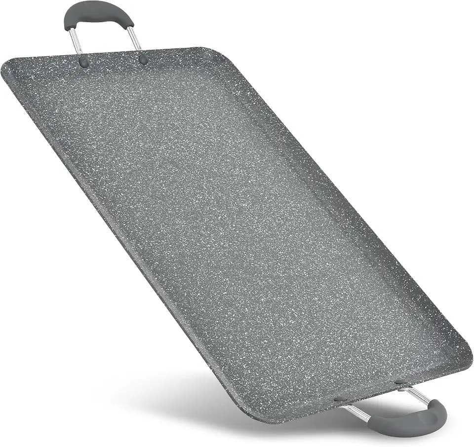 NutriChef Double Burner Griddle | Flat Top Griddle for Stove Top