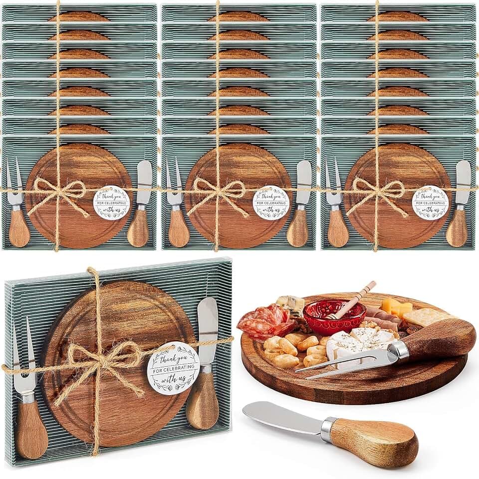 Maxcheck 24 Sets Baby Shower Cheese Board Gifts for Guests Prizes Wood