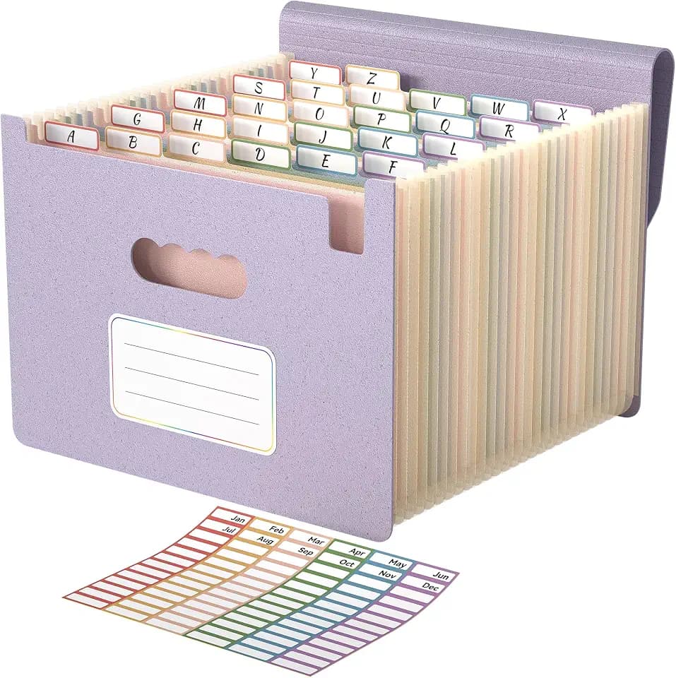 ABC life 26 Pockets Accordion File Organizer, Dusty Lavender