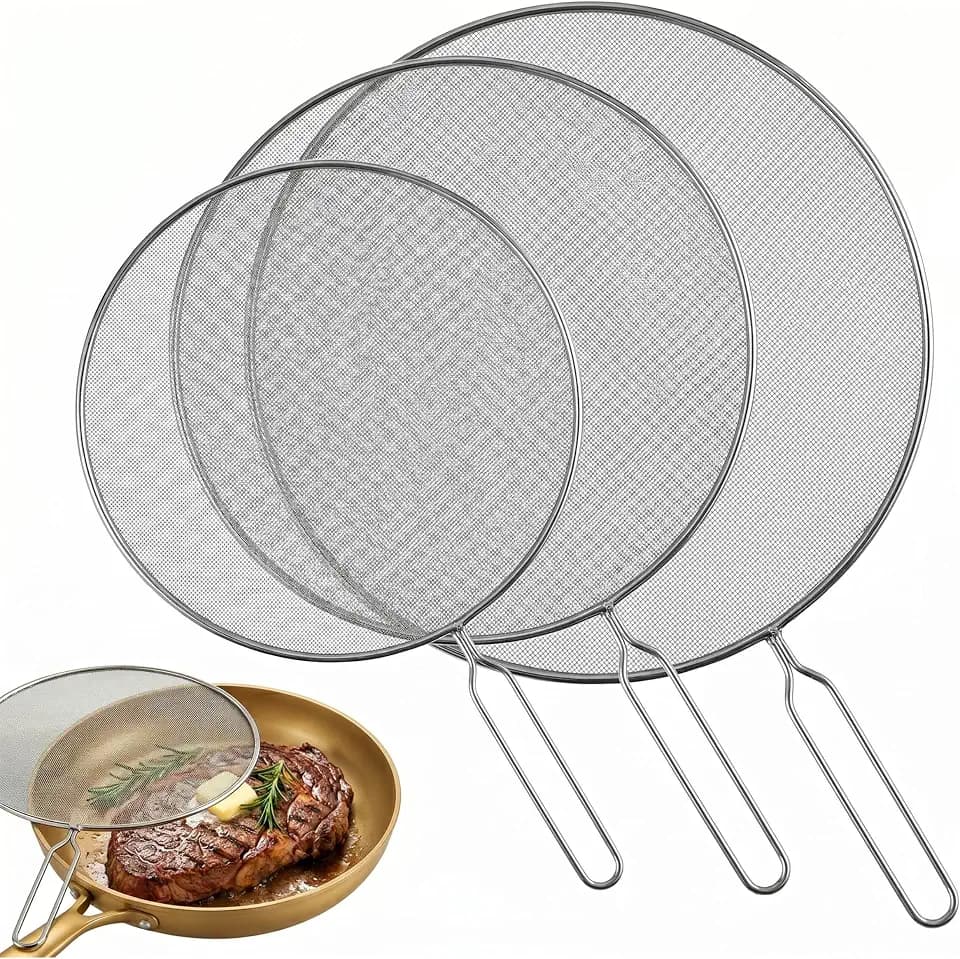 Classic Cuisine Splatter Screen Set, Silver, 3-Piece-Set, 17.25”/16”/15.25”
