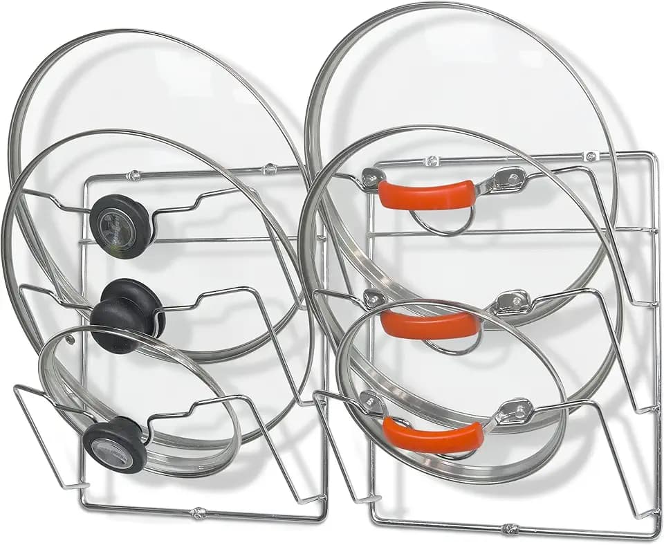 Simple Houseware 2-Pack Door/Wall Mount Pot Lid Organizer Rack, Chrome