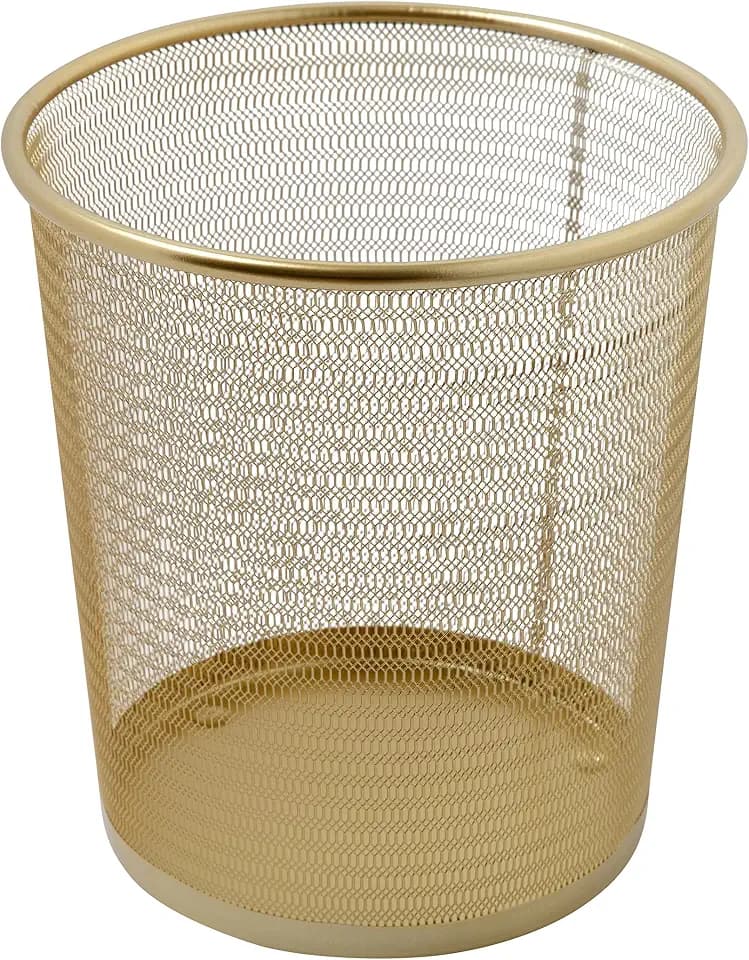 Martha Stewart Ryder 4.5 Gallon Mesh Metal Wastebasket, Gold