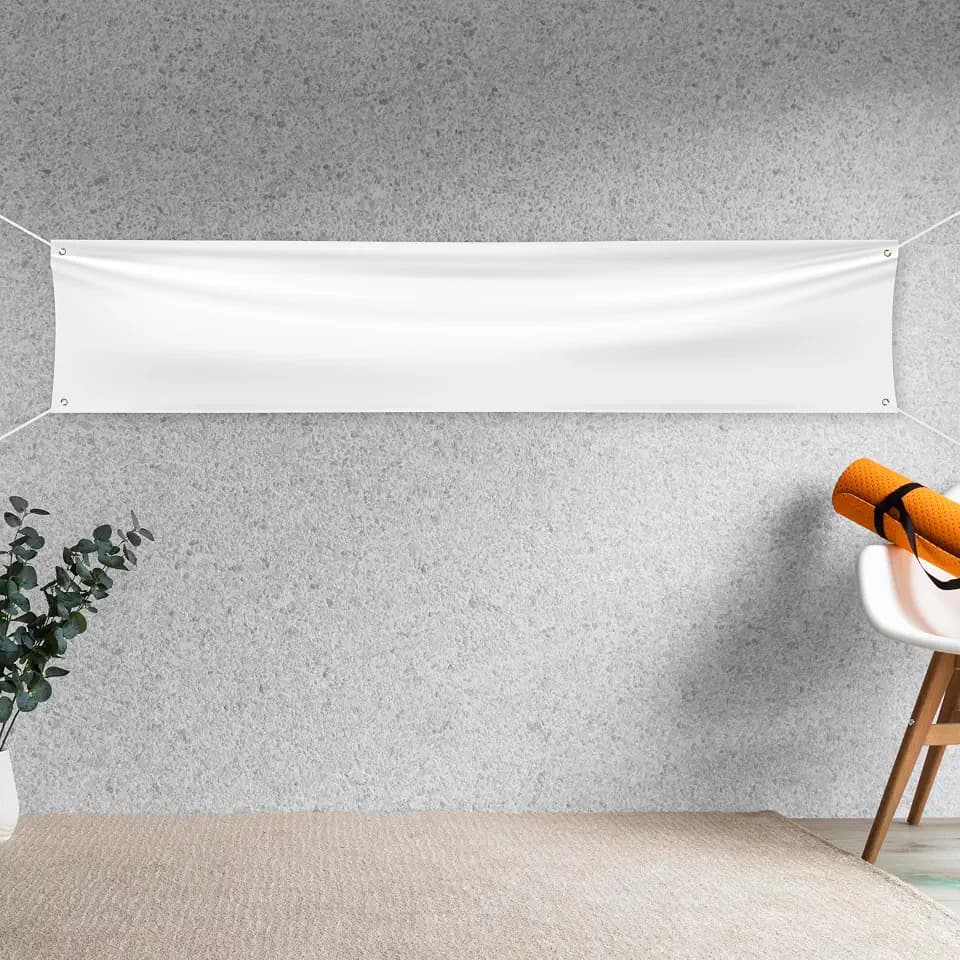 Blank DIY Banners Polyester Oxford Cloth White Banner with Hanging Rope for Wall Signs Writing DIY Painting Indoor Outdoor Office Camping Yard Birthday Party Decorations Supplies 9.8x2ft-BECKTEN