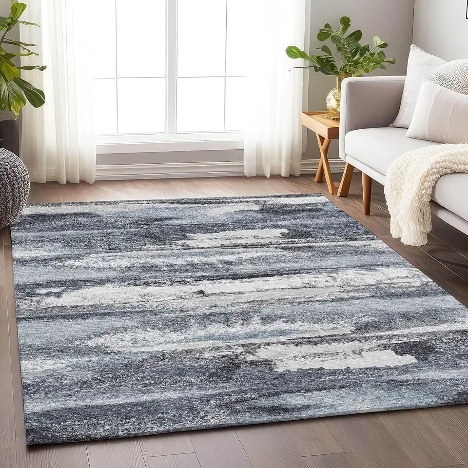 Addison Rugs Mayfield AMF942 Gray 8' x 10' Indoor Premium Machine Washable Rug, Silky Soft, Easy Clean, Non Shedding, Bedroom, Living Room, Dining Room, Kitchen, Rug